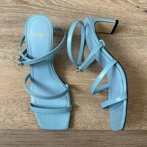 Maje Square Toe Sandals in Blue Ciel